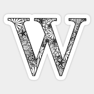 Floral Letter Capital W Sticker